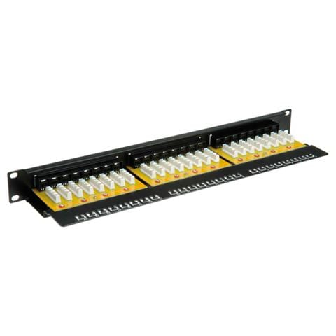 Cat. 6 / Class E 19" Patch Panel, 24 Ports, UTP black, Nero - Foto 1